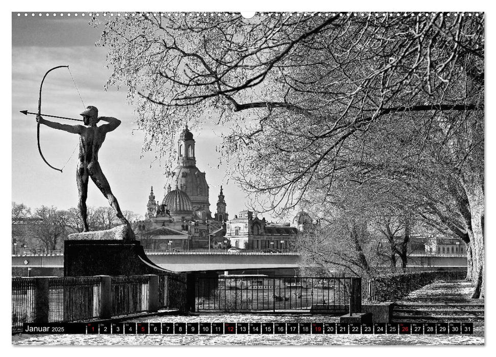 Dresden Faszination Schwarz Weiss (CALVENDO Wandkalender 2025)