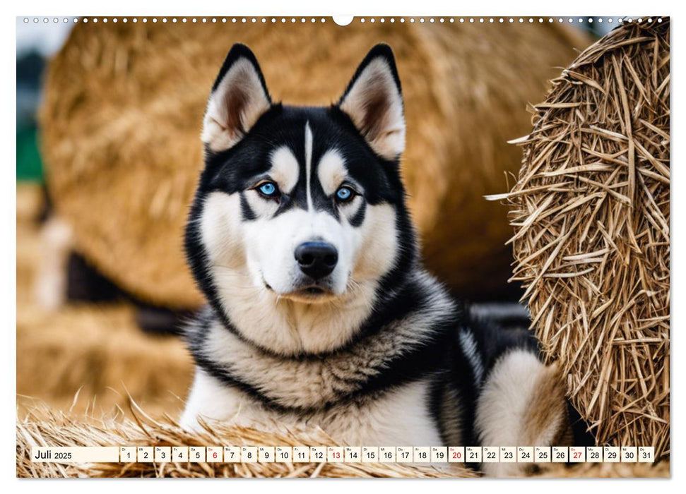 Siberian Huskies - die Extremsportler (CALVENDO Premium Wandkalender 2025)