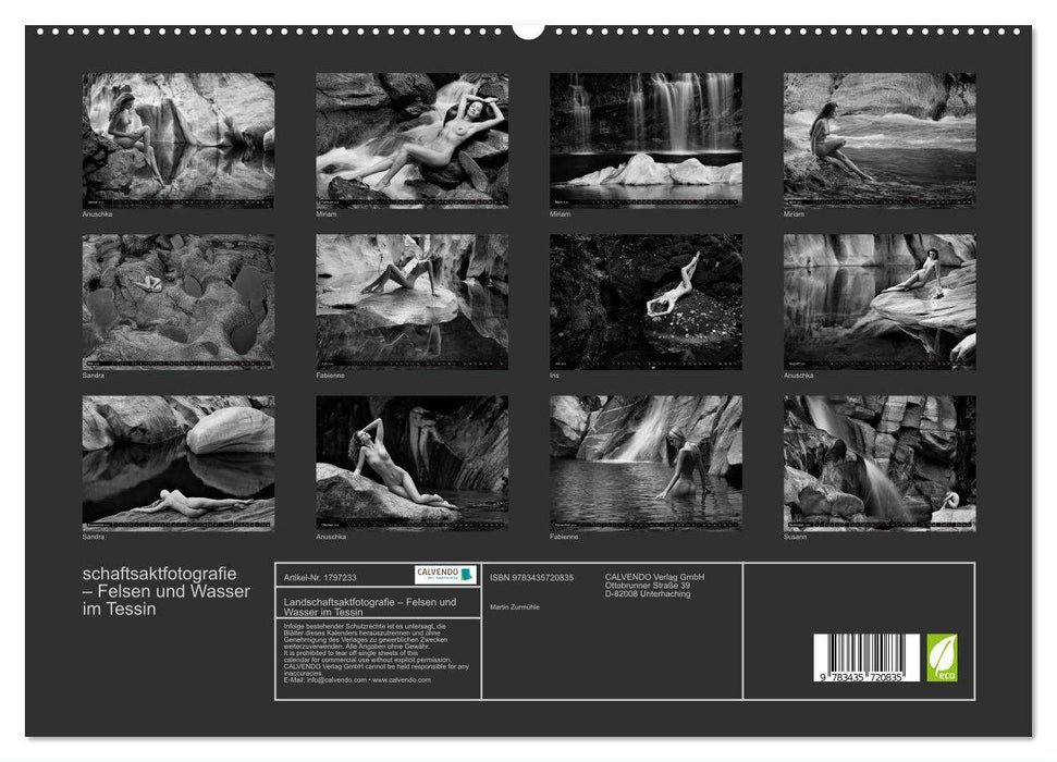 Landschaftsaktfotografie – Felsen und Wasser im Tessin (CALVENDO Premium Wandkalender 2025)