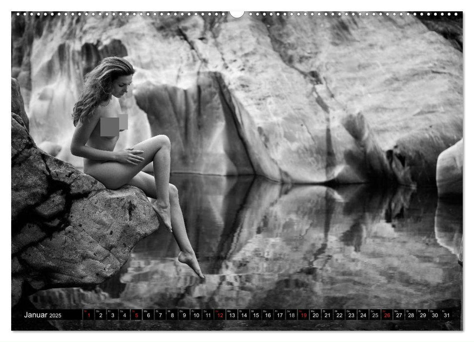 Landschaftsaktfotografie – Felsen und Wasser im Tessin (CALVENDO Premium Wandkalender 2025)