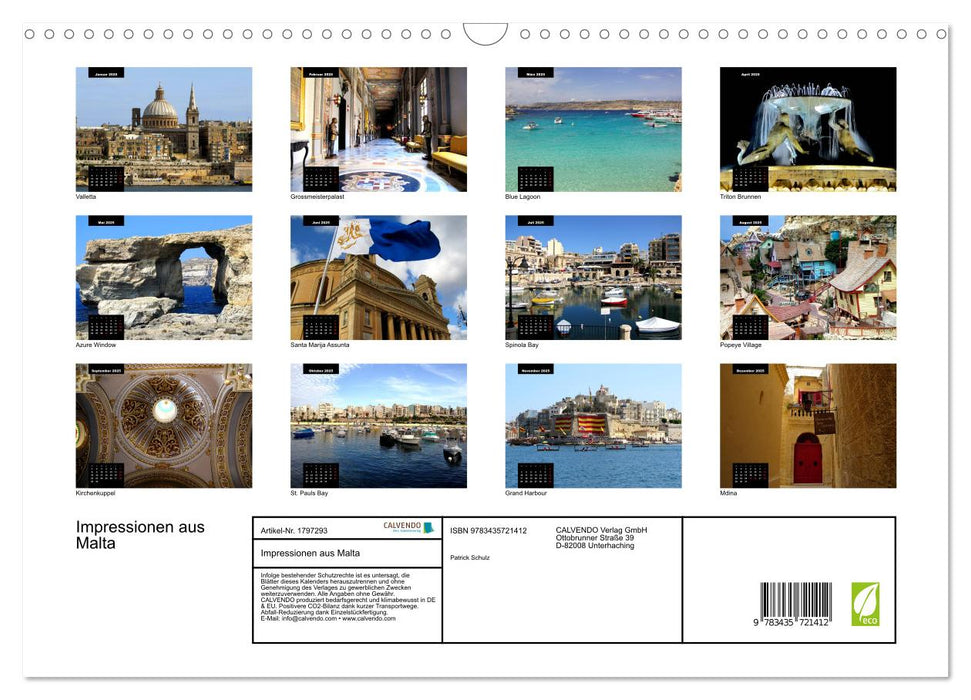 Impressionen aus Malta (CALVENDO Wandkalender 2025)