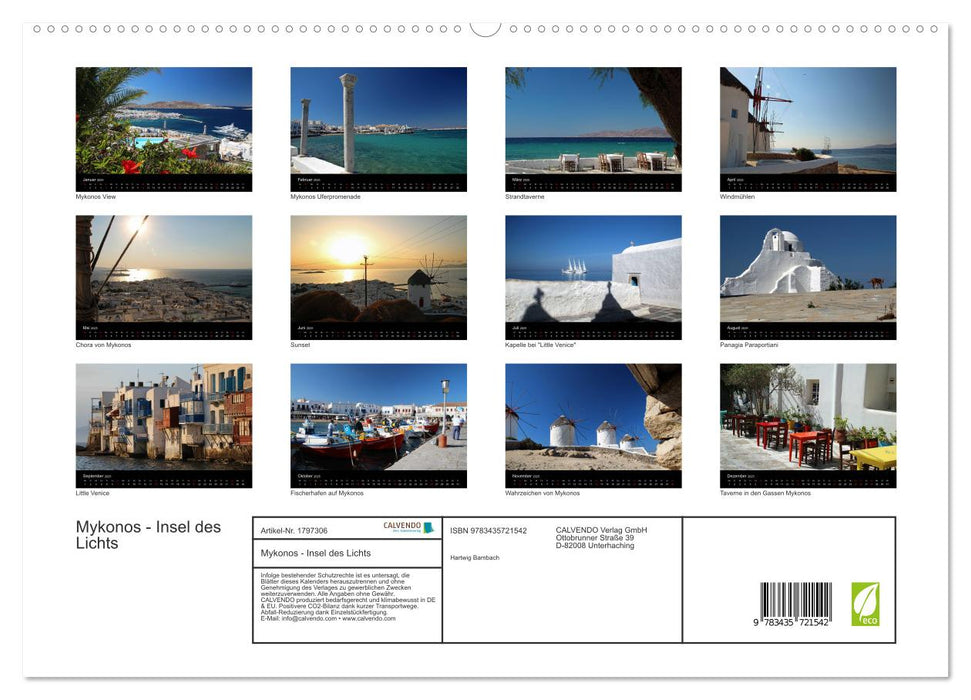 Mykonos - Insel des Lichts (CALVENDO Premium Wandkalender 2025)