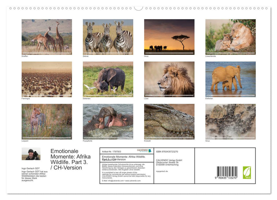 Emotionale Momente: Afrika Wildlife. Part 3. / CH-Version (CALVENDO Premium Wandkalender 2025)