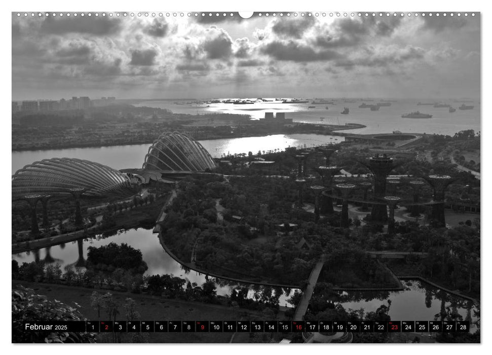 Singapur - Impressionen in schwarz - weiss (CALVENDO Wandkalender 2025)