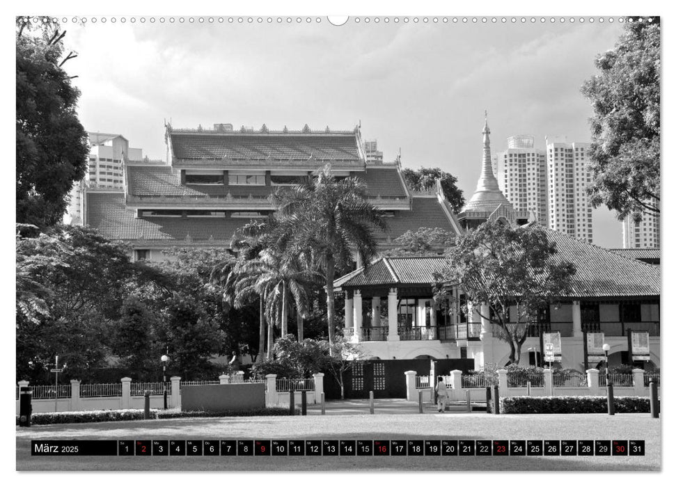 Singapur - Impressionen in schwarz - weiss (CALVENDO Wandkalender 2025)