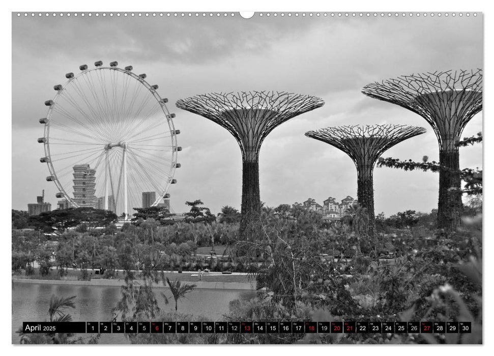 Singapur - Impressionen in schwarz - weiss (CALVENDO Wandkalender 2025)