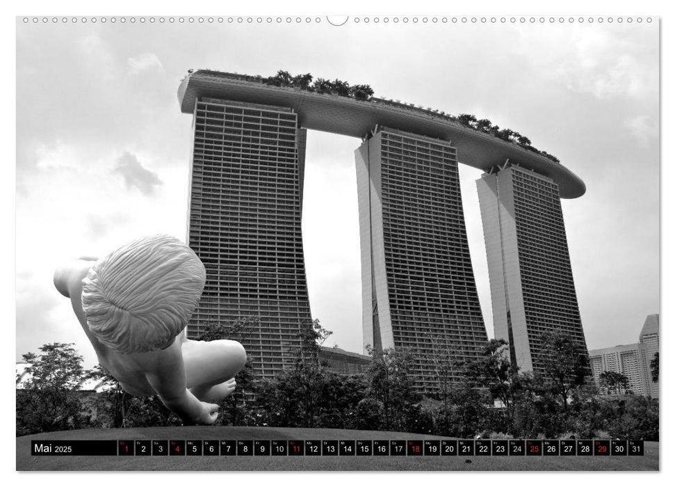 Singapur - Impressionen in schwarz - weiss (CALVENDO Wandkalender 2025)