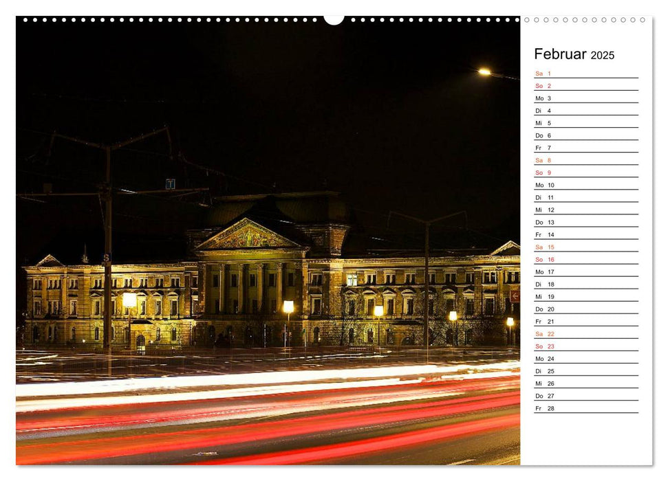 Nachts in Dresden (CALVENDO Wandkalender 2025)