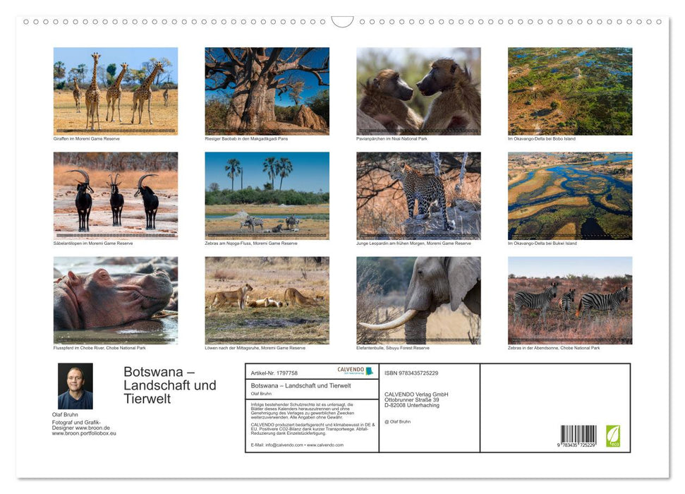 Botswana – Landschaft und Tierwelt (CALVENDO Wandkalender 2025)