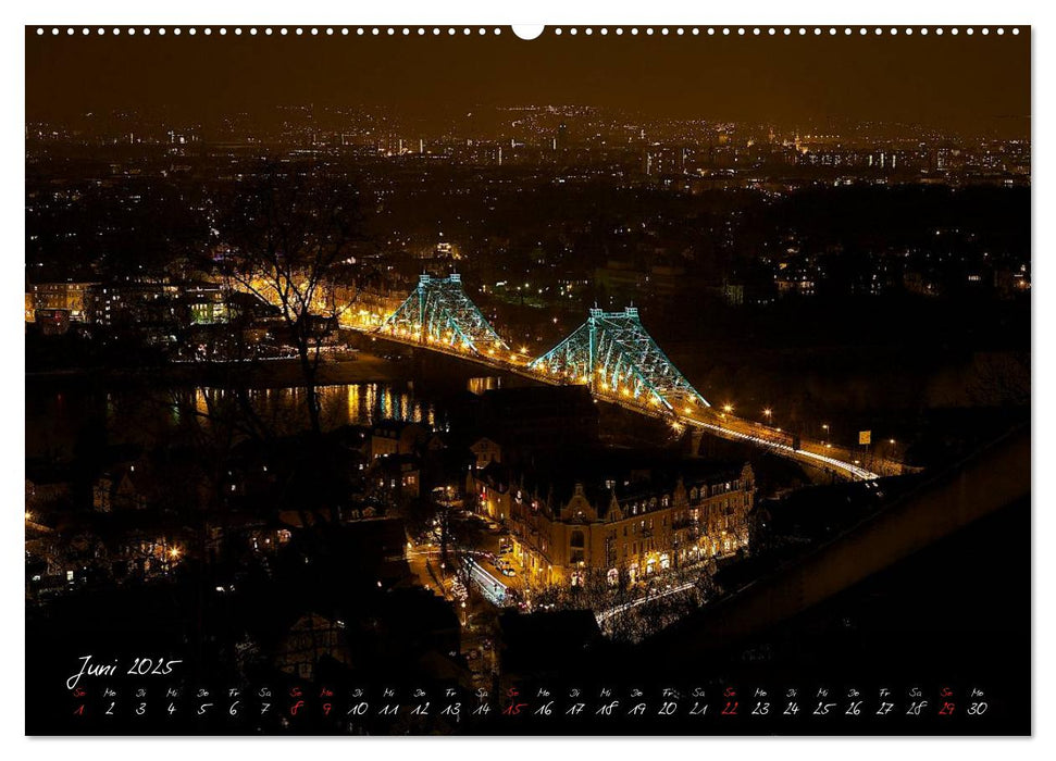 Nachts in Dresden (CALVENDO Wandkalender 2025)