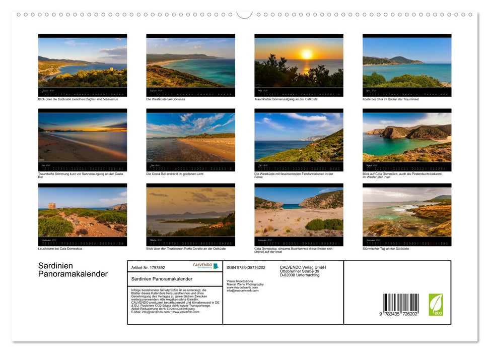 Sardinien Panoramakalender (CALVENDO Premium Wandkalender 2025)