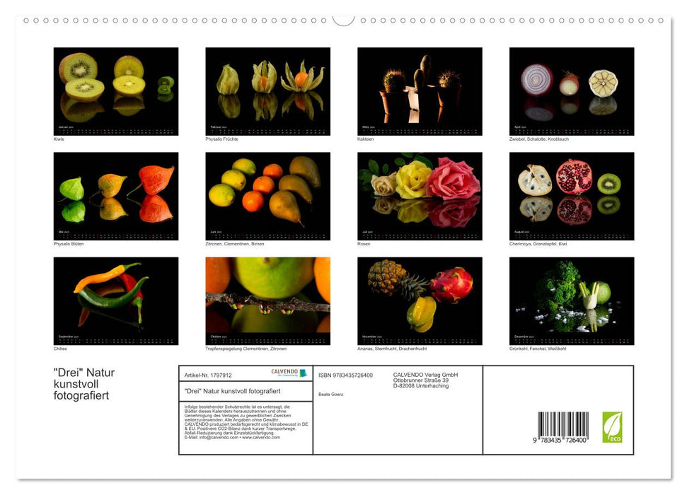 "Drei" Natur kunstvoll fotografiert (CALVENDO Premium Wandkalender 2025)