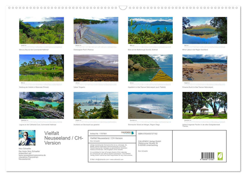 Vielfalt Neuseeland / CH-Version (CALVENDO Wandkalender 2025)