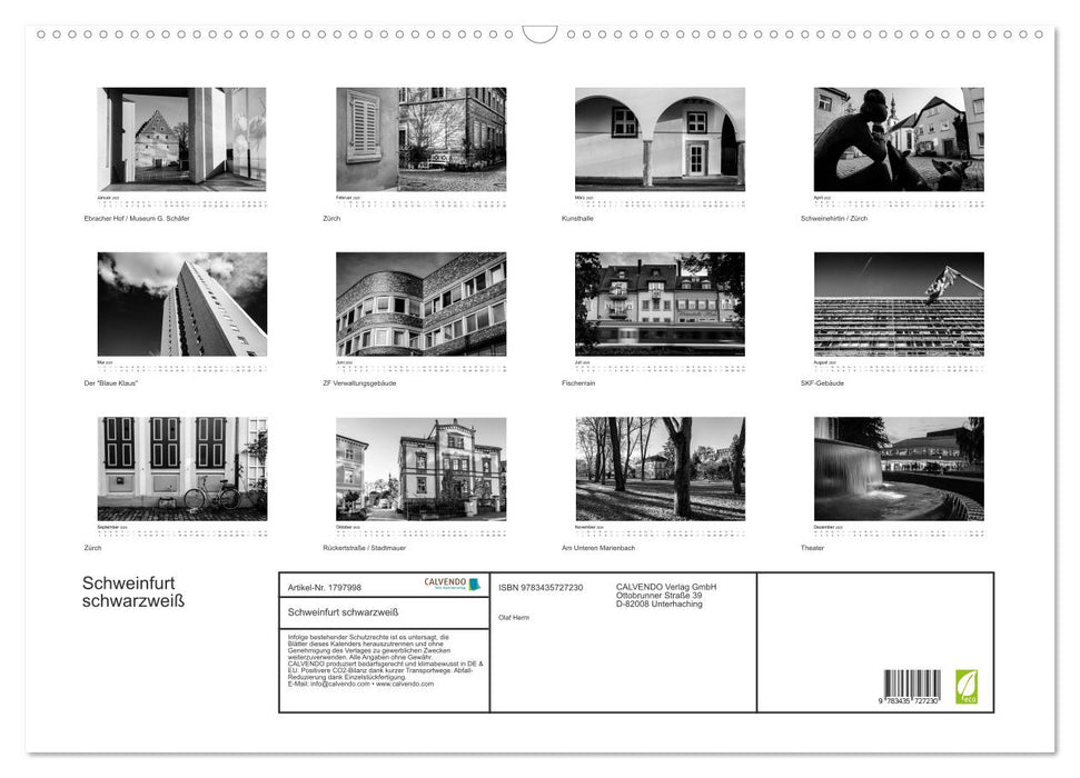 Schweinfurt schwarzweiß (CALVENDO Wandkalender 2025)
