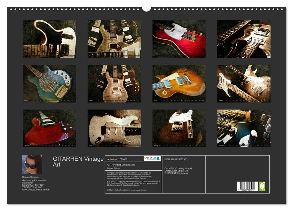 GITARREN Vintage Art (CALVENDO Wandkalender 2025)