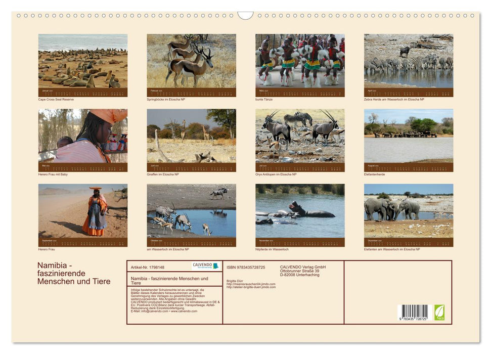 Namibia - faszinierende Menschen und Tiere (CALVENDO Wandkalender 2025)