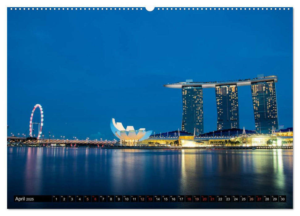 Singapur - Die Farben der Nacht (CALVENDO Wandkalender 2025)