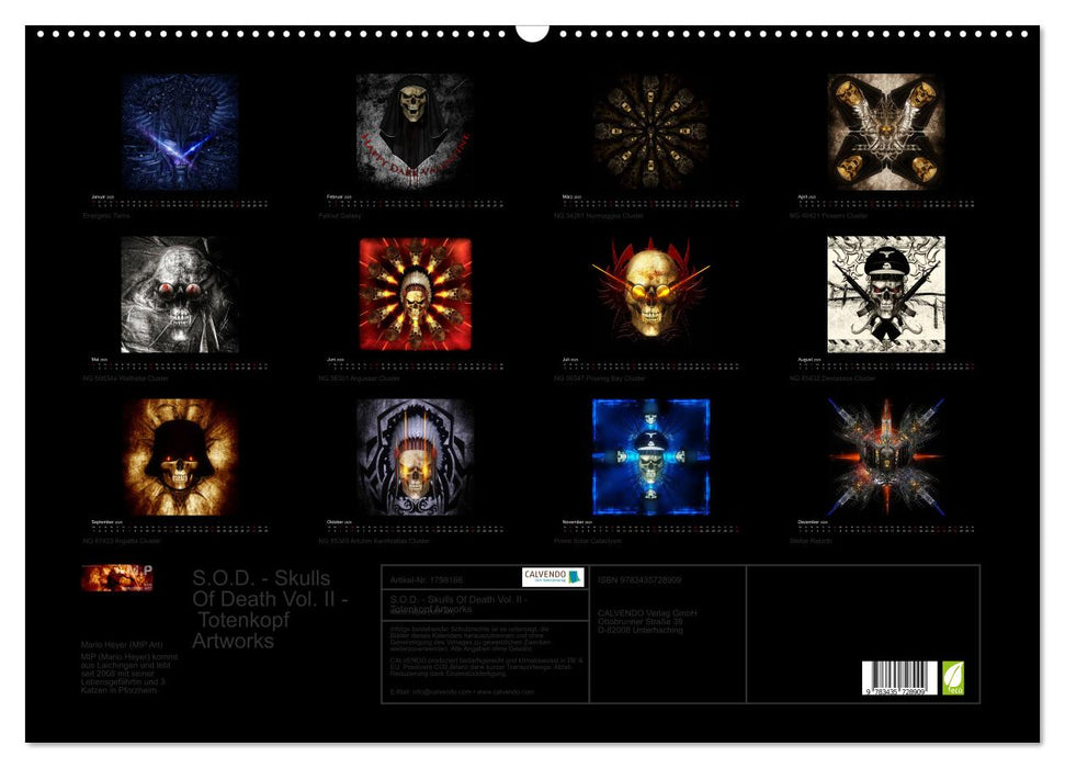 S.O.D. - Skulls Of Death Vol. II - Totenkopf Artworks (CALVENDO Wandkalender 2025)