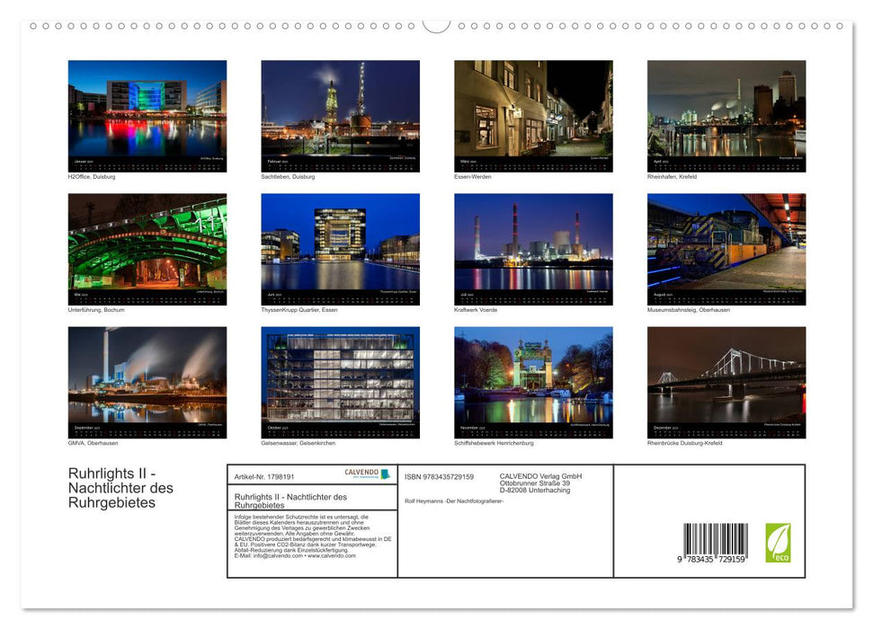 Ruhrlights II - Nachtlichter des Ruhrgebietes (CALVENDO Premium Wandkalender 2025)