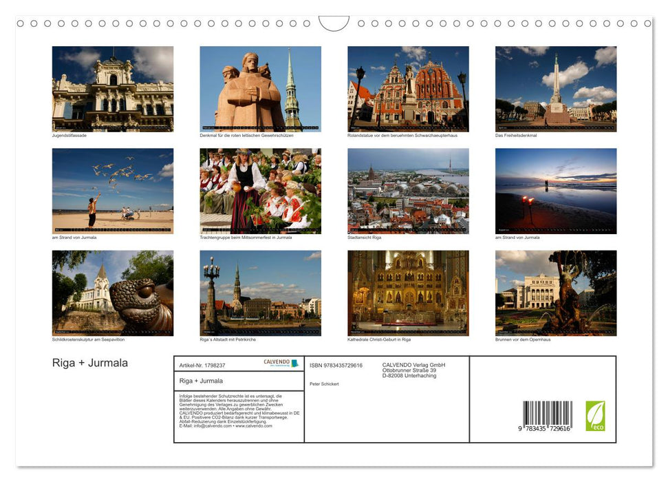 Riga + Jurmala (CALVENDO Wandkalender 2025)