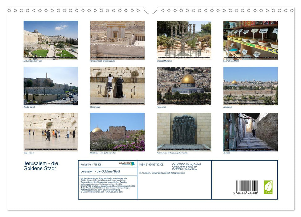 Jerusalem - die Goldene Stadt (CALVENDO Wandkalender 2025)