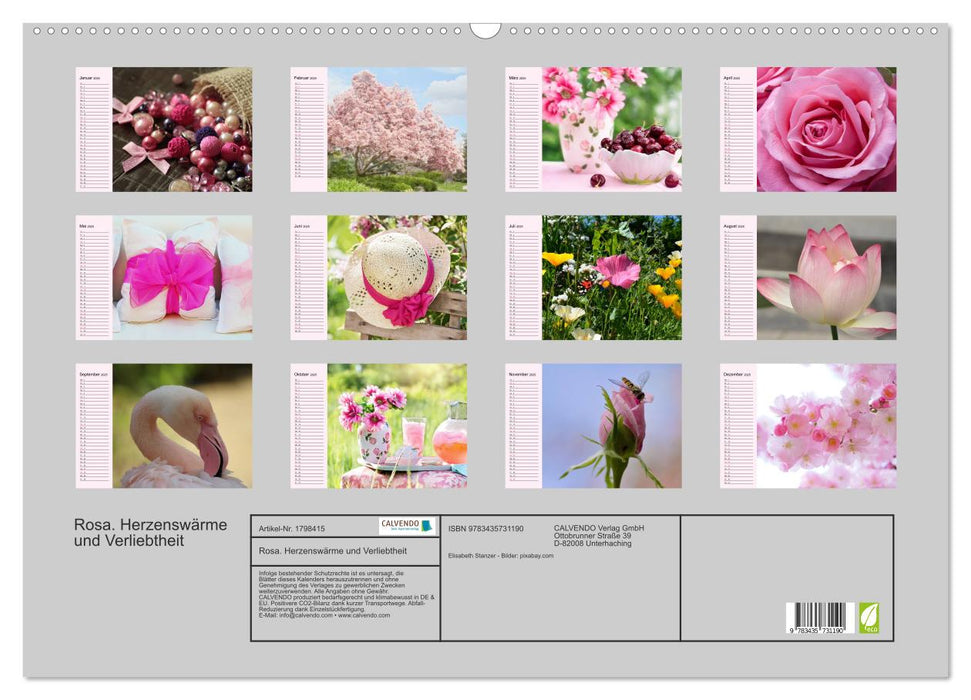 Rosa. Herzenswärme und Verliebtheit (CALVENDO Wandkalender 2025)