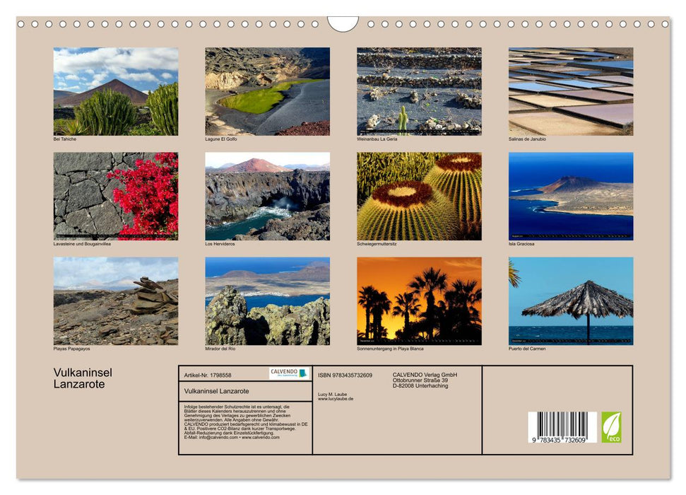 Vulkaninsel Lanzarote (CALVENDO Wandkalender 2025)