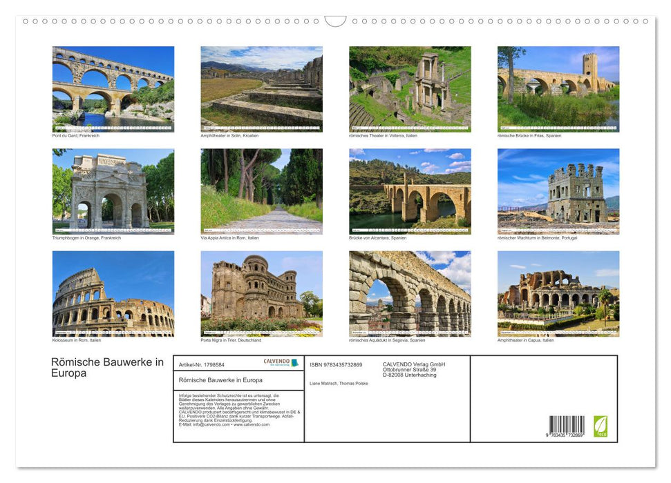 Römische Bauwerke in Europa (CALVENDO Wandkalender 2025)