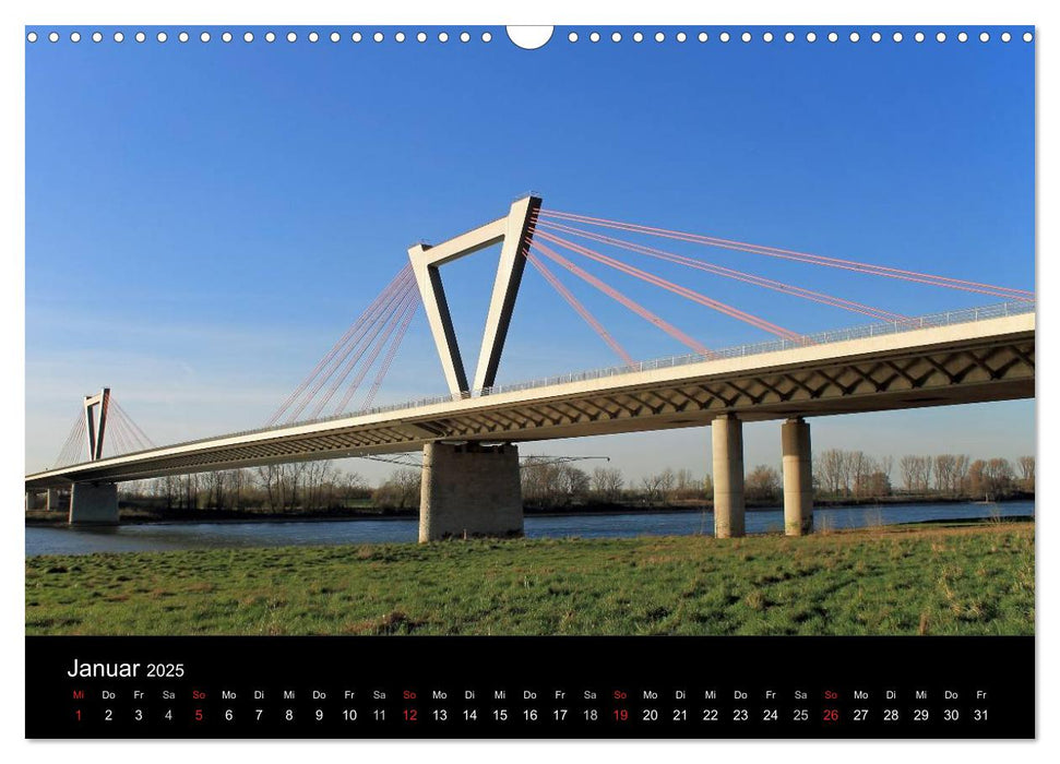 Von Ufer zu Ufer, Wege über den Rhein in Düsseldorf (CALVENDO Wandkalender 2025)