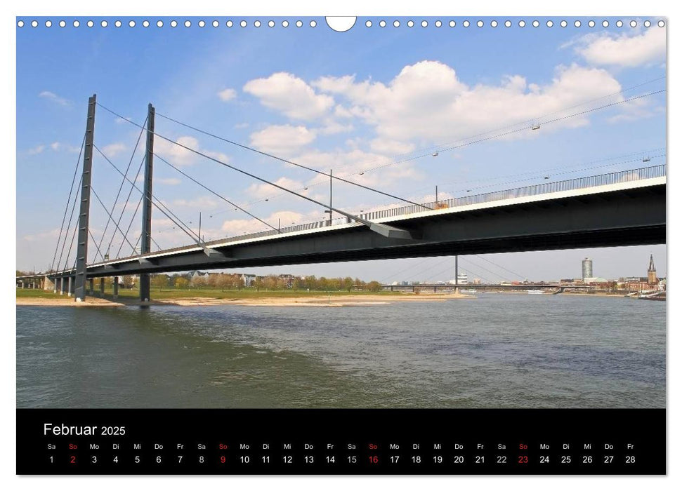 Von Ufer zu Ufer, Wege über den Rhein in Düsseldorf (CALVENDO Wandkalender 2025)