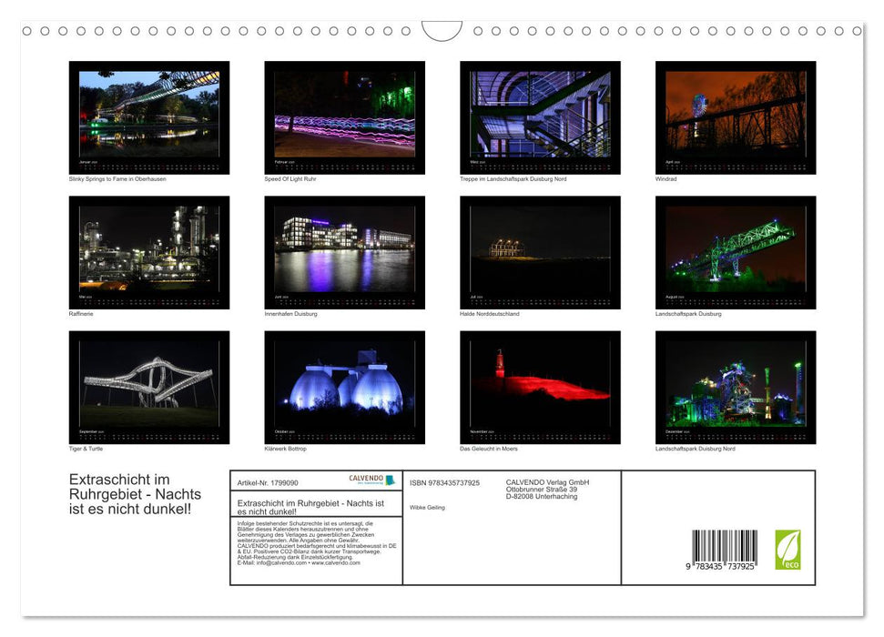 Extraschicht im Ruhrgebiet - Nachts ist es nicht dunkel! (CALVENDO Wandkalender 2025)