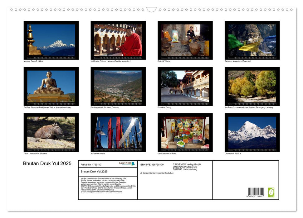 Bhutan Druk Yul 2025 (CALVENDO Wandkalender 2025)