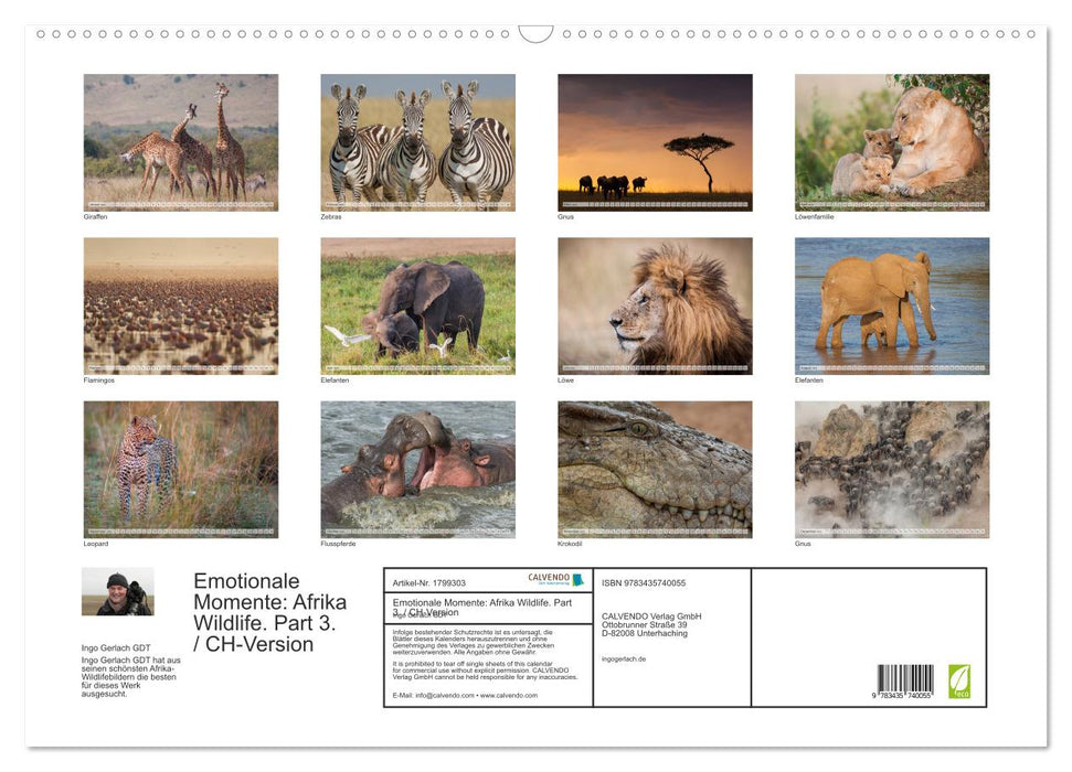 Emotionale Momente: Afrika Wildlife. Part 3. / CH-Version (CALVENDO Wandkalender 2025)