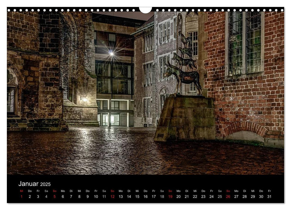 Bremen bei Nacht (CALVENDO Wandkalender 2025)