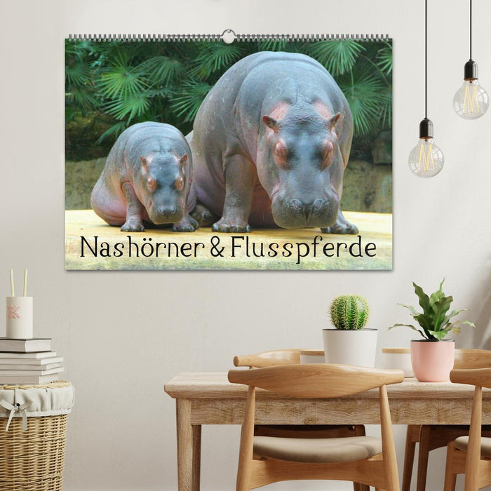 Nashörner & Flusspferde (CALVENDO Wandkalender 2025)