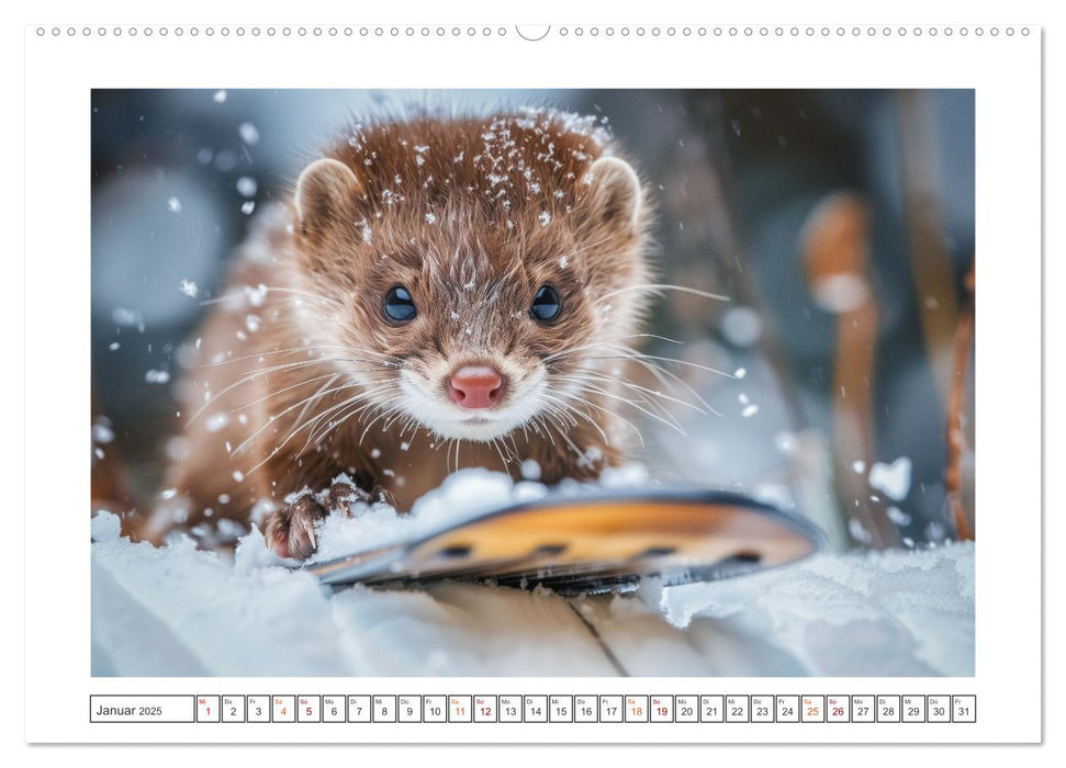 Kleine freche Nerze (CALVENDO Premium Wandkalender 2025)