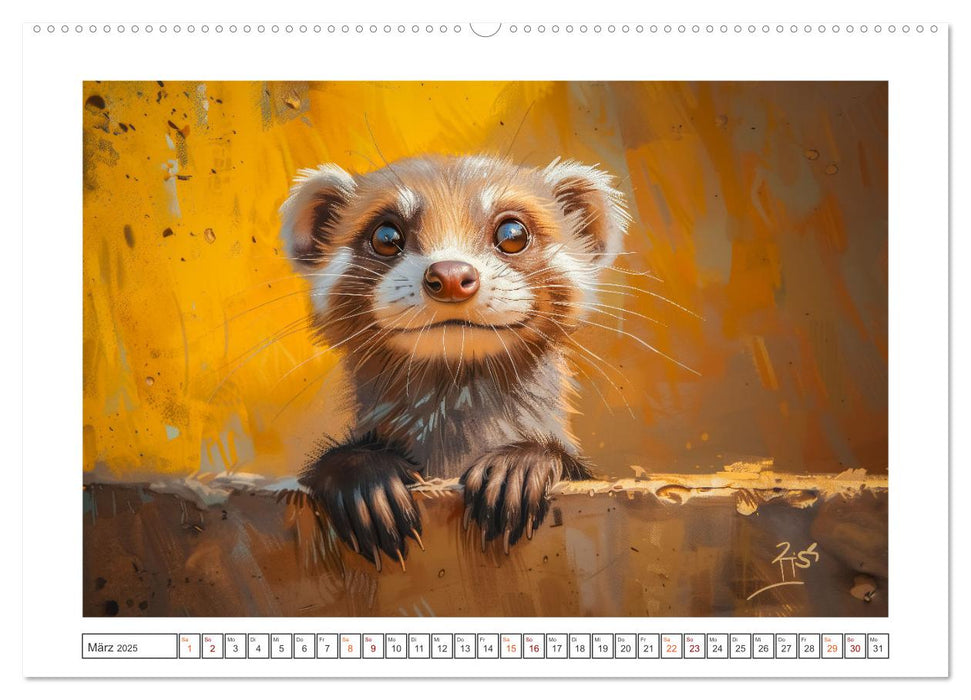 Kleine freche Nerze (CALVENDO Premium Wandkalender 2025)