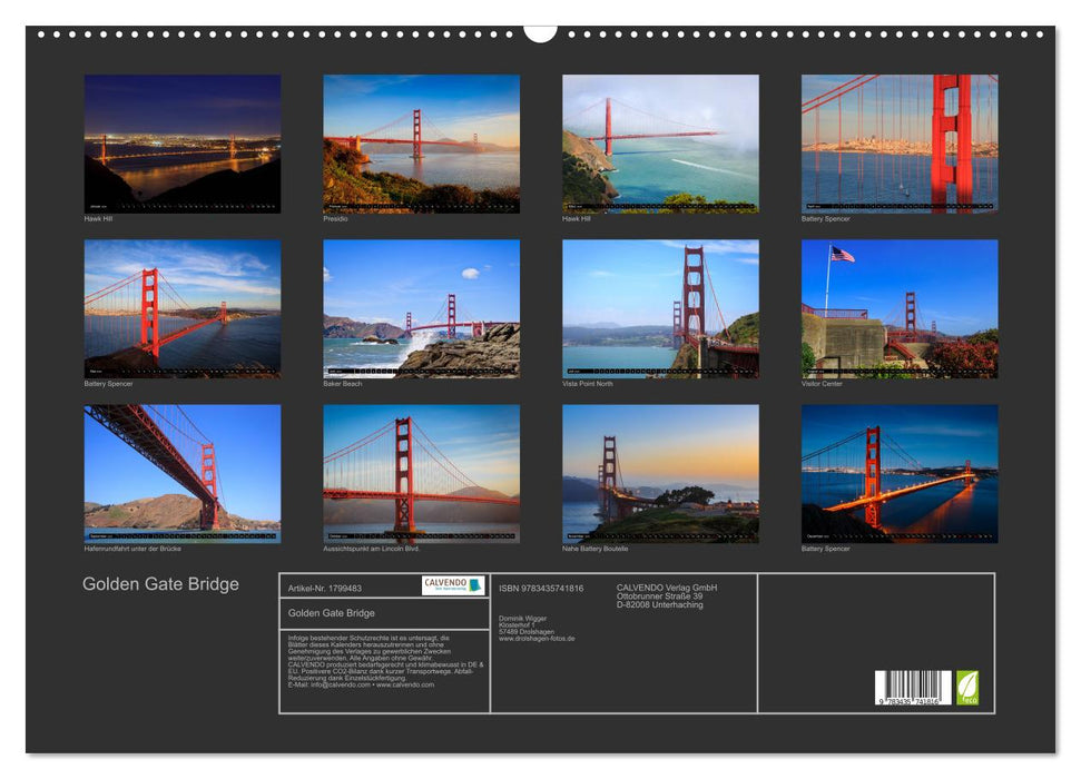 Golden Gate Bridge (CALVENDO Wandkalender 2025)