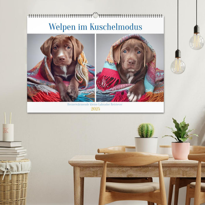 Welpen im Kuschelmodus - Herzerwärmende kleine Labrador Retriever (CALVENDO Wandkalender 2025)