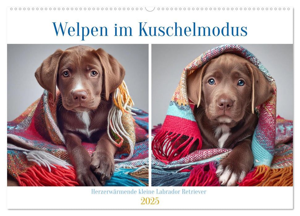 Welpen im Kuschelmodus - Herzerwärmende kleine Labrador Retriever (CALVENDO Wandkalender 2025)