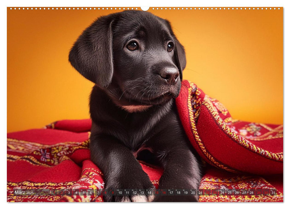 Welpen im Kuschelmodus - Herzerwärmende kleine Labrador Retriever (CALVENDO Wandkalender 2025)