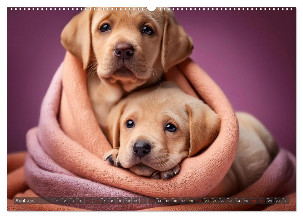 Welpen im Kuschelmodus - Herzerwärmende kleine Labrador Retriever (CALVENDO Wandkalender 2025)