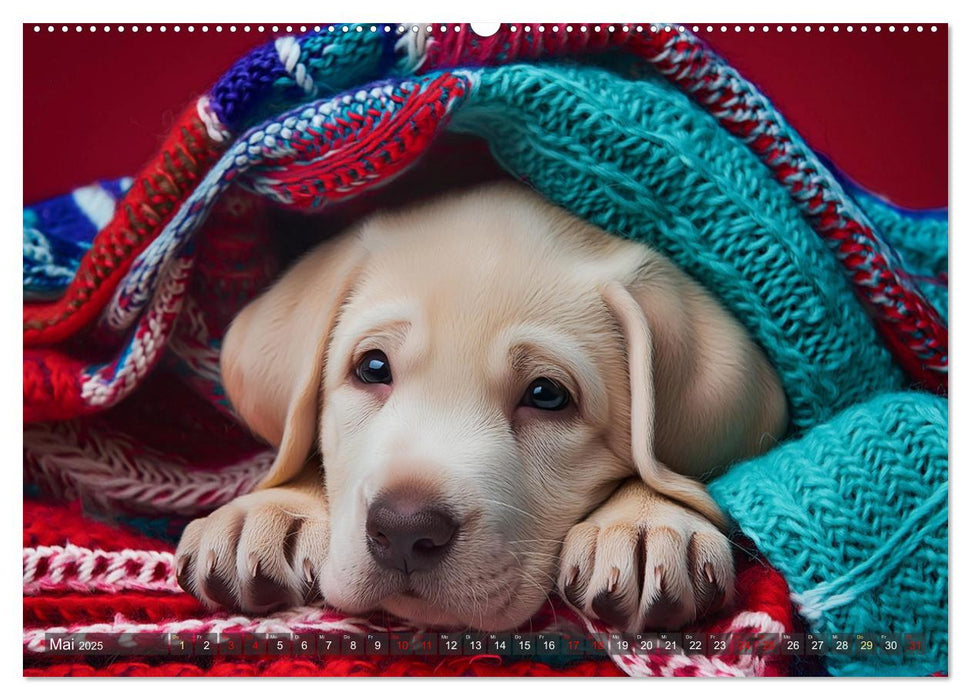 Welpen im Kuschelmodus - Herzerwärmende kleine Labrador Retriever (CALVENDO Wandkalender 2025)