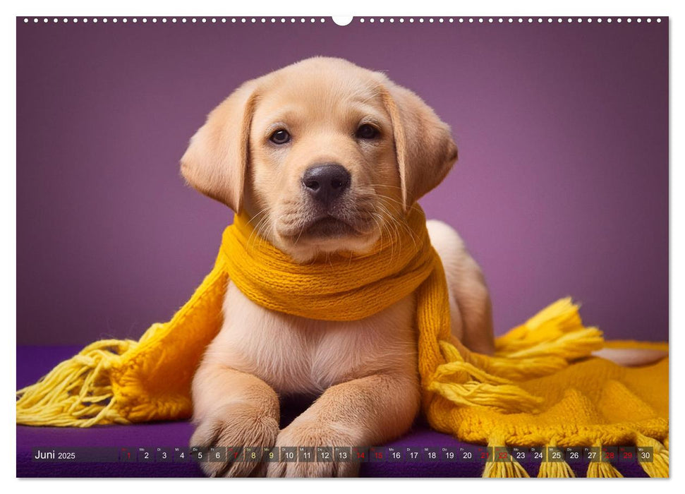 Welpen im Kuschelmodus - Herzerwärmende kleine Labrador Retriever (CALVENDO Wandkalender 2025)