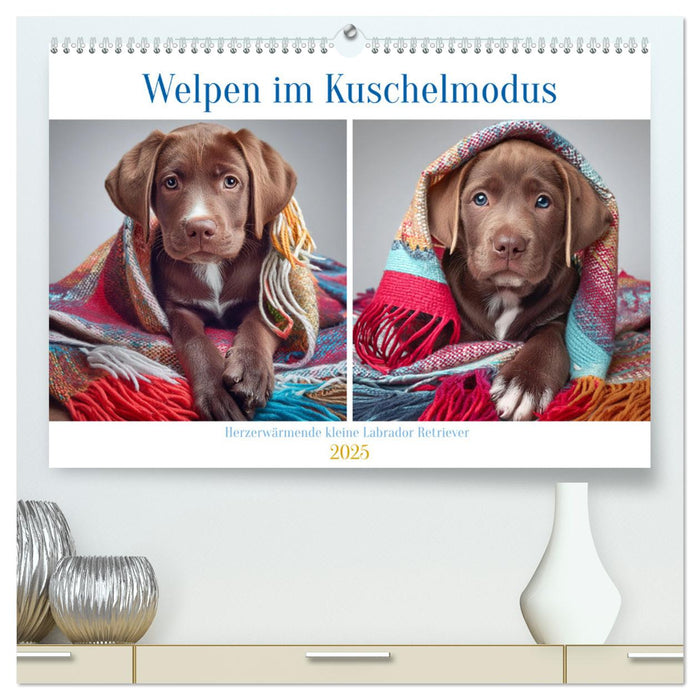 Welpen im Kuschelmodus - Herzerwärmende kleine Labrador Retriever (CALVENDO Premium Wandkalender 2025)