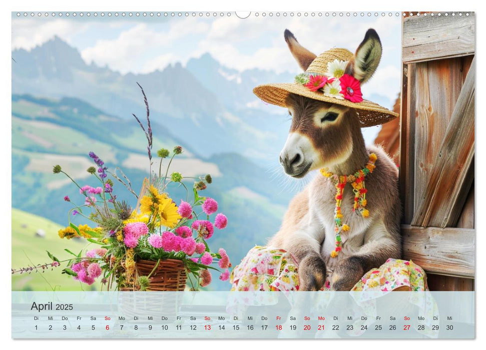 Fenstergucker auf der Alm. Lustige Tiere im Sommer auf dem Bergbauernhof (CALVENDO Premium Wandkalender 2025)