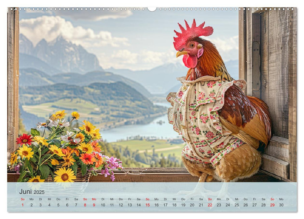 Fenstergucker auf der Alm. Lustige Tiere im Sommer auf dem Bergbauernhof (CALVENDO Premium Wandkalender 2025)