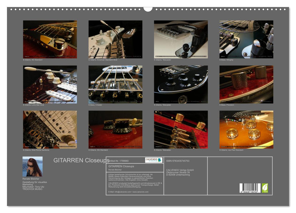 GITARREN Closeups (CALVENDO Wandkalender 2025)