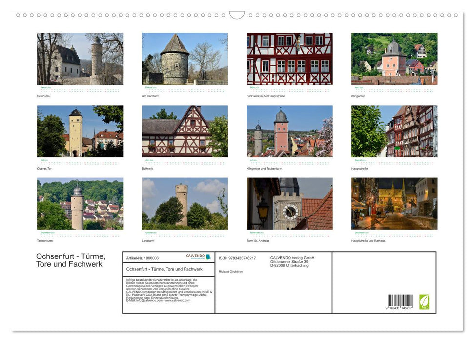 Ochsenfurt - Türme, Tore und Fachwerk (CALVENDO Wandkalender 2025)