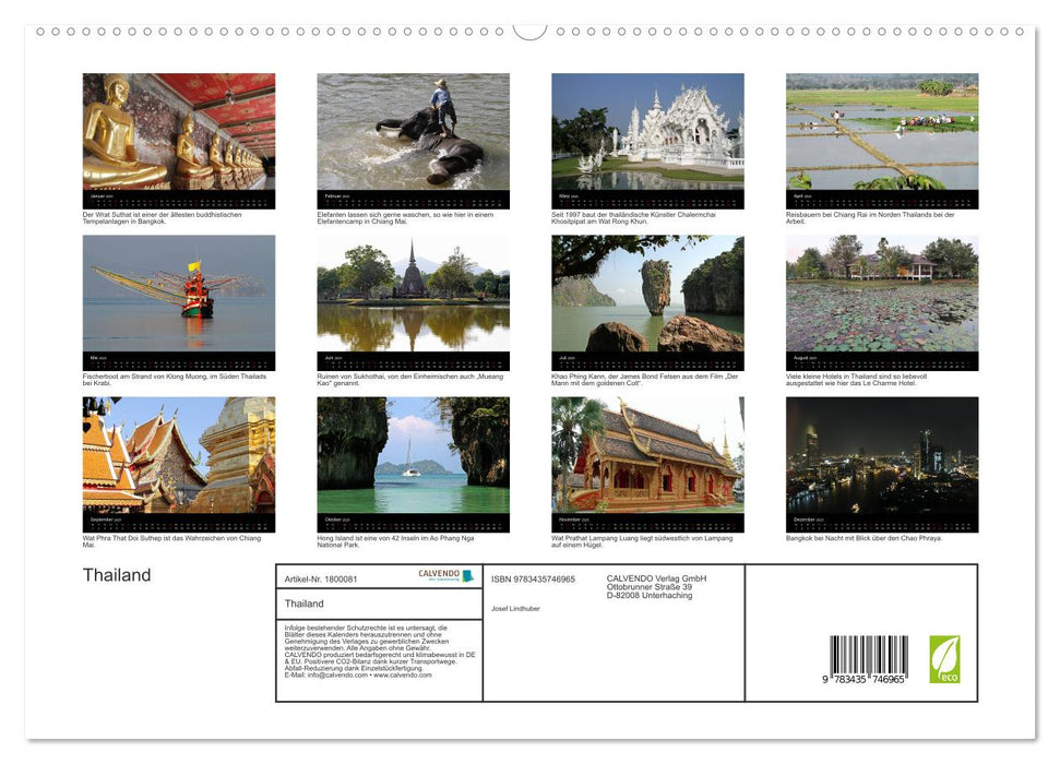 Thailand (CALVENDO Premium Wandkalender 2025)